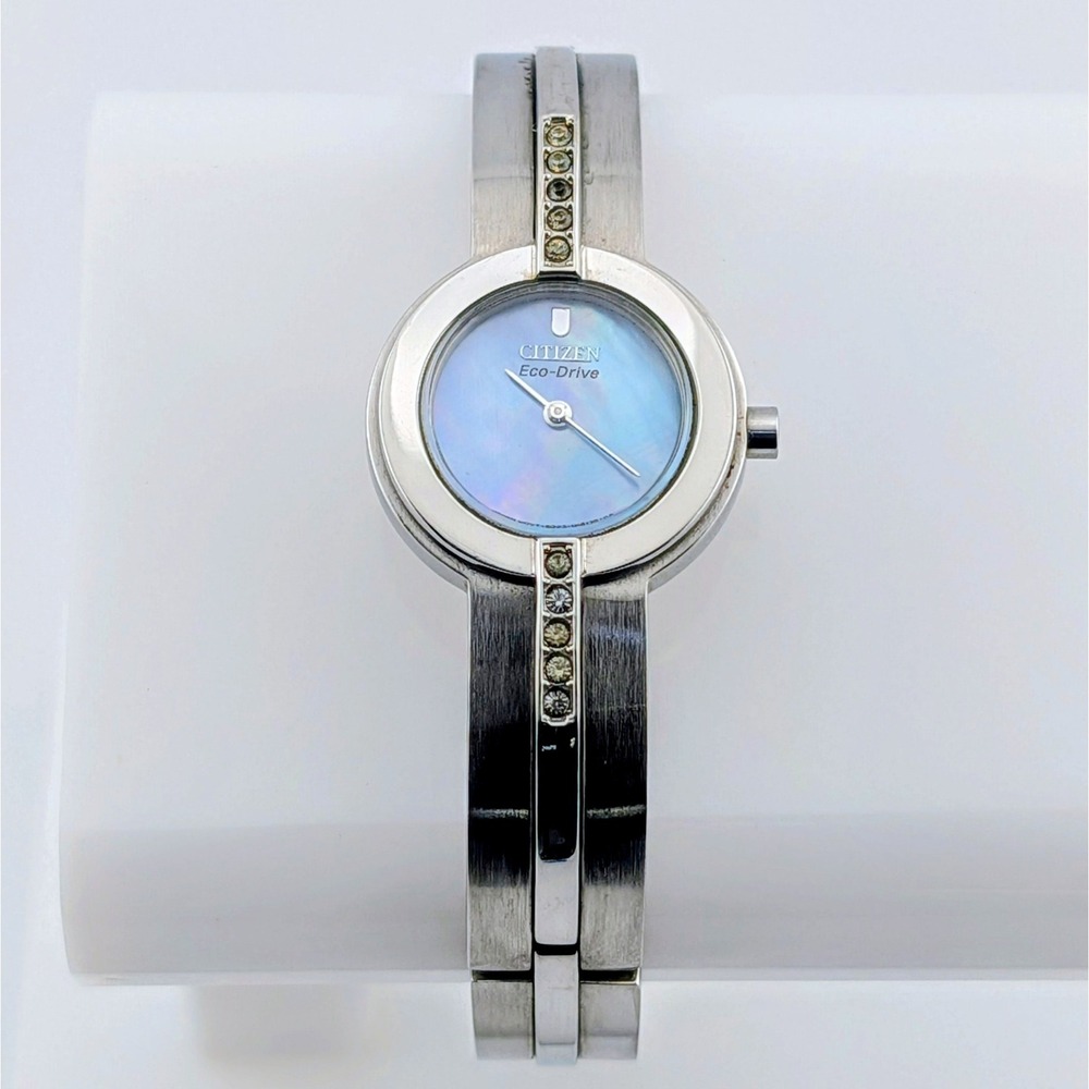 Citizen Silhouette Eco-Drive Swarovski MOP Watch B023-S96036 New Capacitor 6.25"